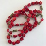 #14888 Coral and Red Jade 42" necklace 